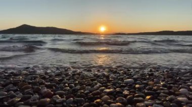Ayvalik,Balikesir,Turkey.August 12,2022. Aegean sea and Ayvalik nature view in the early morning in summer.