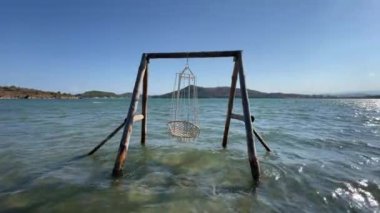 Ayvalik,Balikesir,Turkey.August 12,2022. Aegean sea and Ayvalik nature view in the early morning in summer.