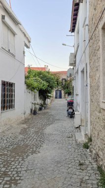 Alacati,izmir,Turkey.July 21,2022.Summer and town views from Alacati, which has a coast on the Aegean Sea and is famous for its historical stone houses and beaches suitable for windsurfing due to the wind 360 days a year.