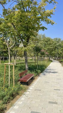Atakoy, Istanbul, Turkey. August 28,2022. View from Ayamama Valley habitat park with its green nature in Atakoy district.