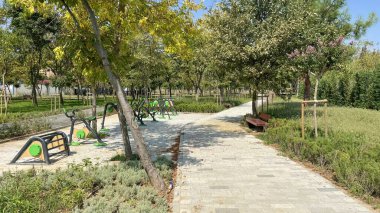 Atakoy, Istanbul, Turkey. August 28,2022. View from Ayamama Valley habitat park with its green nature in Atakoy district.