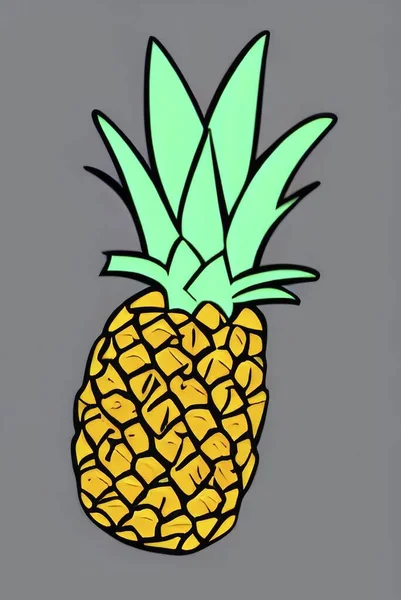 Close Isolated Illustration Pineapple — Stok Vektör