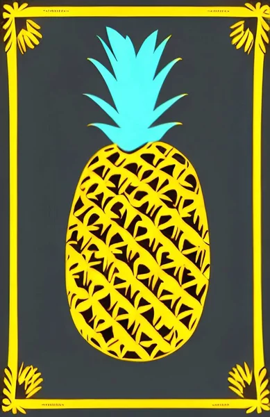 Close Isolated Illustration Pineapple — Wektor stockowy