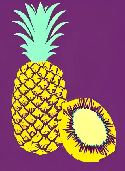 Close Isolated Illustration Pineapple — 图库矢量图片