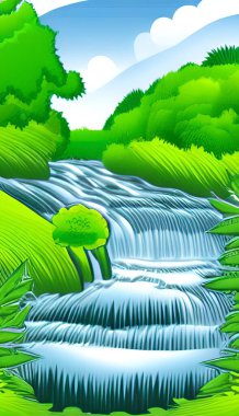 landscape with trees and river from nature