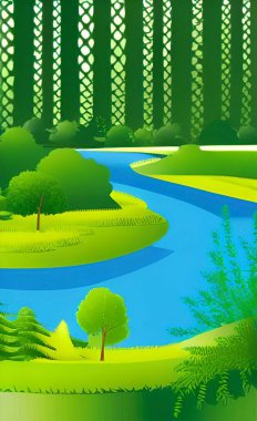 landscape with trees and river from nature