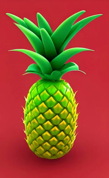 Piña Sobre Fondo Rojo — Vector de stock