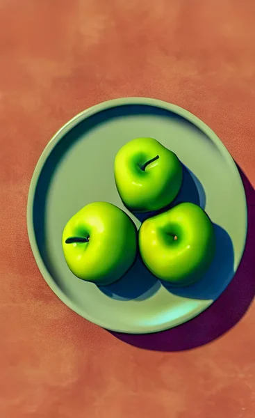 Зелене Яблуко Помаранчевому Фоні — стоковий вектор