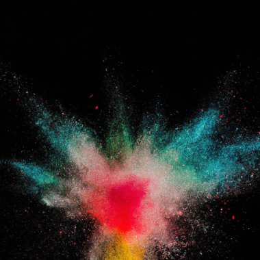 color paint ,ink splashes on black background