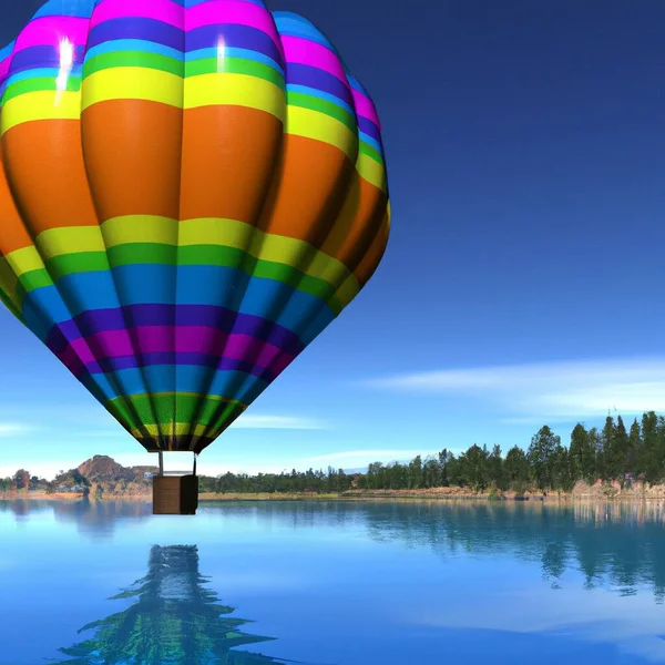 Hot Air Balloon Sky Reflection — Stockvektor