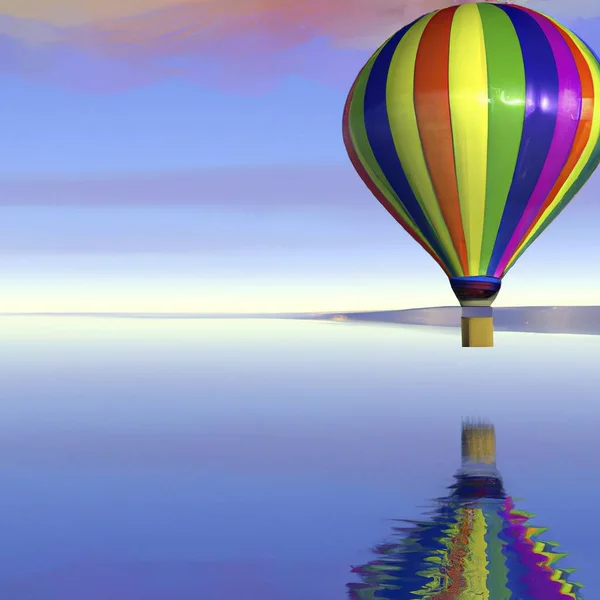 Hot Air Balloon Sky Reflection — Stock vektor