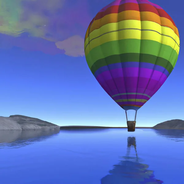 Hot Air Balloon Sky Reflection — Stockvector