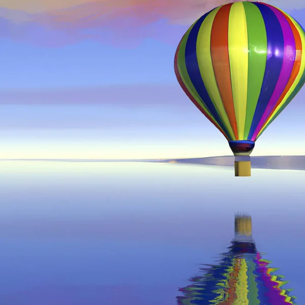 Hot Air Balloon Sky Reflection — Stock Vector