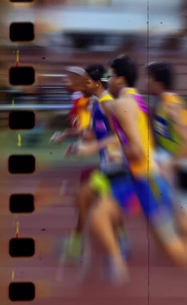 Athletes Running Blur Effect Motion Effect Vertical Image — Vídeo de Stock
