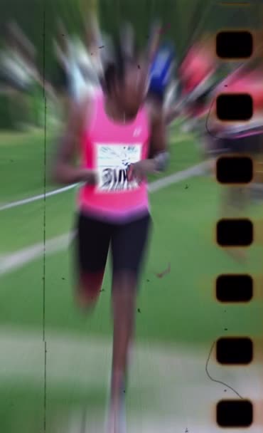 Athletes Running Blur Effect Motion Effect Vertical Image — 图库视频影像