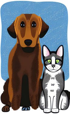 Close up cat and dog portrait