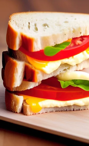 Nahaufnahme Bereit Sandwich Zum Frühstück Essen — Stockvektor