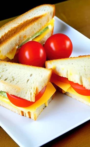 Close Klaar Eten Sandwich Voor Het Ontbijt — Stockvector