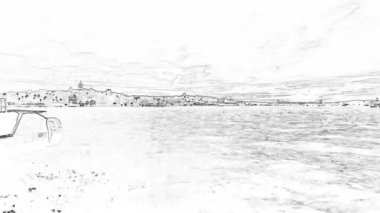 Türkiye, İstanbul. 19.2022 Eylül. İstanbul ve Boğaz sabah erken saatlerde çizgi film efektiyle görülüyor