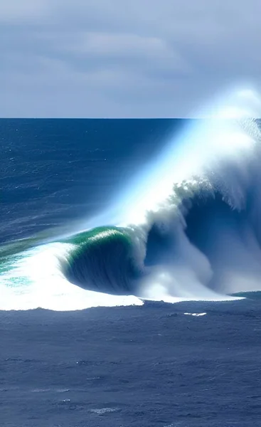 Tsunami Olas Oceánicas Altas Ilustración — Vector de stock