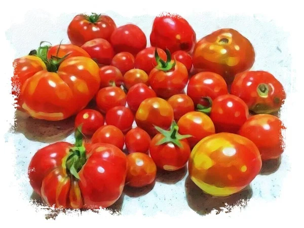 マンガ効果のある大型トマトと小型トマト — ストック写真