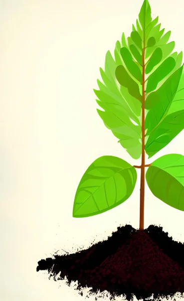 Zavřít Rostlinu Rostoucí Půdě — Stockový vektor