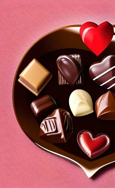 Close Chocolate Heart Shaped — Stock Vector