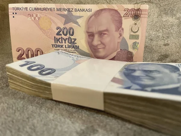 Close Turkish Lira Banknotes Finance Economy — Stock Photo, Image