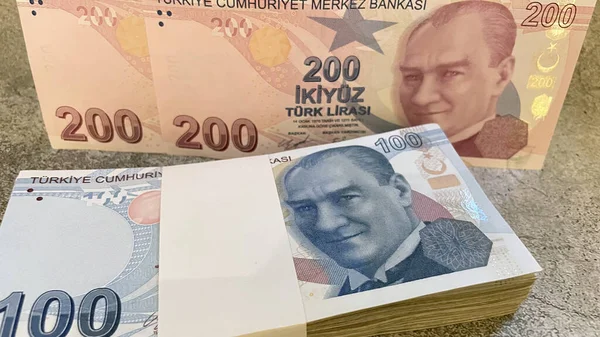 Close Billets Lire Turque Pour Finance Économie — Photo
