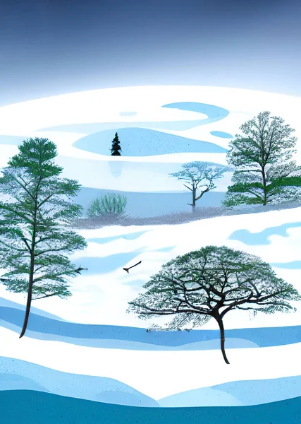 Krajina Stromy Zelená Příroda Ilustrace — Stockový vektor