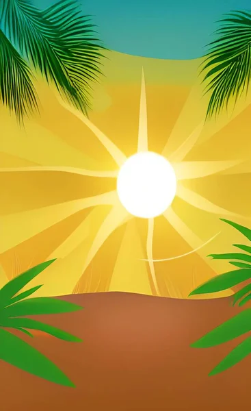 Sun Beach Nature — Stock Vector