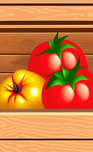 Close Tomatoes Box — Stock Vector