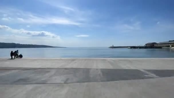 Buyukcekmece Istanbul Turkey October 2022 Pemandangan Laut Marmara Dan Fasilitas — Stok Video