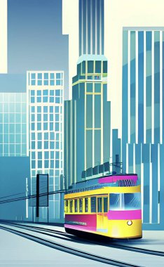  Tramvay şehirden geçiyor.