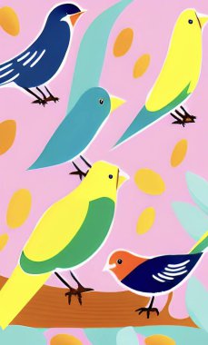 Renkli kuşlarla kusursuz bir arkaplan