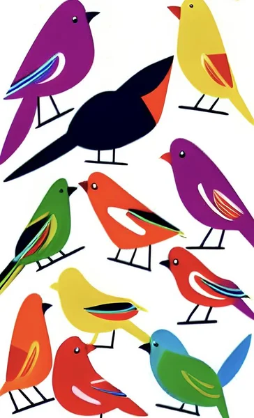 Fond Sans Couture Avec Des Oiseaux Colorés — Image vectorielle