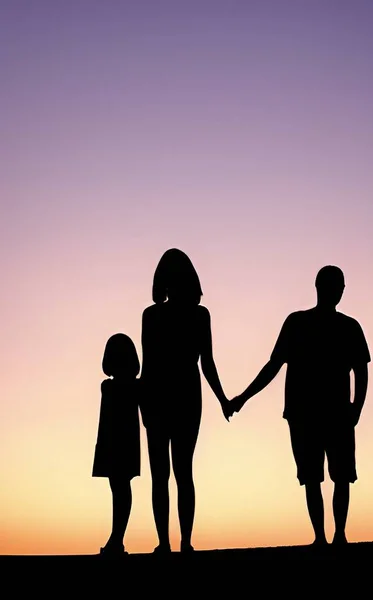 Silhouette Parents Enfants — Image vectorielle