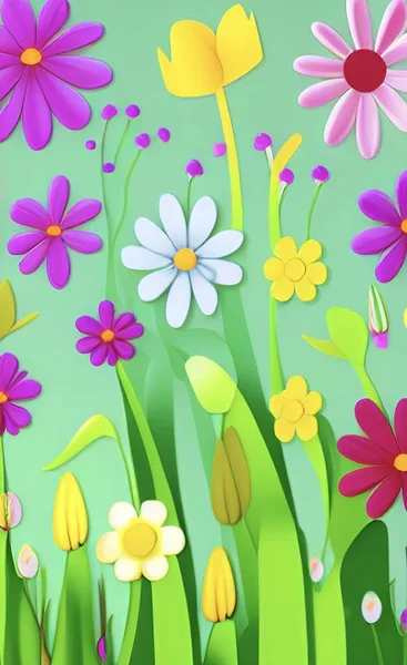 Красочные Весенние Цветы Природе — стоковый вектор