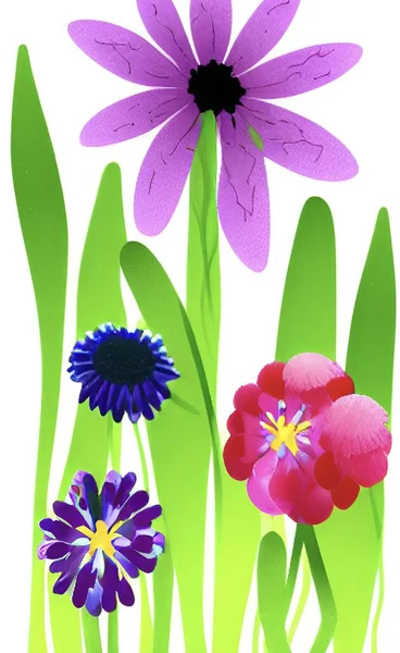 Красочные Весенние Цветы Природе — стоковый вектор