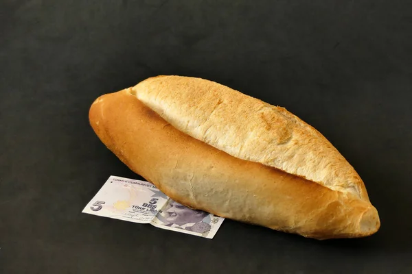 2022 Weltwirtschaftskrise Anstieg Der Brotpreise Brot Und Türkische Lira Höhere — Stockfoto