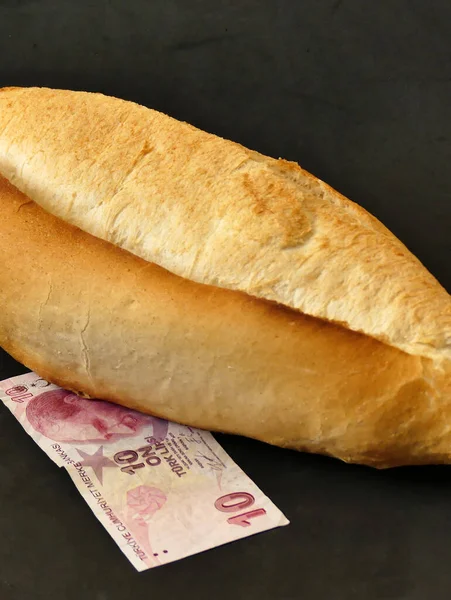 2022 Dünya Ekonomik Krizi Ekmek Fiyatlarındaki Artış Türk Lirası Ekmek — Stok fotoğraf