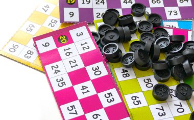 Kış aylarının eğlencesi ve yeni yılın tombala oyunları, yakın çekim tombala oyunu