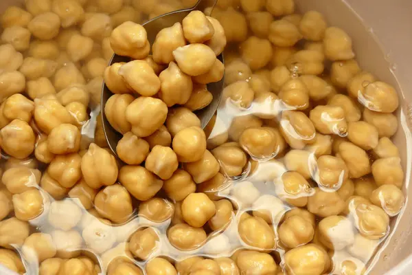 Raw Chickpeas Pre Soaked Cooking Chickpeas Soaked Water Swollen Close Stock Photo