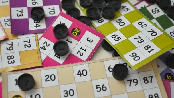 Zábava Zimních Měsíců Novoroční Bingo Herní Části Close Bingo Hra — Stock video