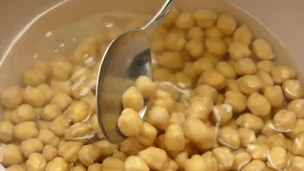 Raw Chickpeas Pre Soaked Cooking Chickpeas Soaked Water Swollen Close — Stock Video