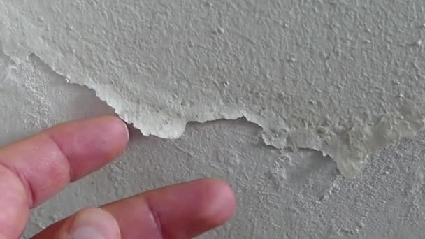 潮湿房屋墙上的油漆是剥落和起泡的 潮湿的墙 发霉的墙 — 图库视频影像