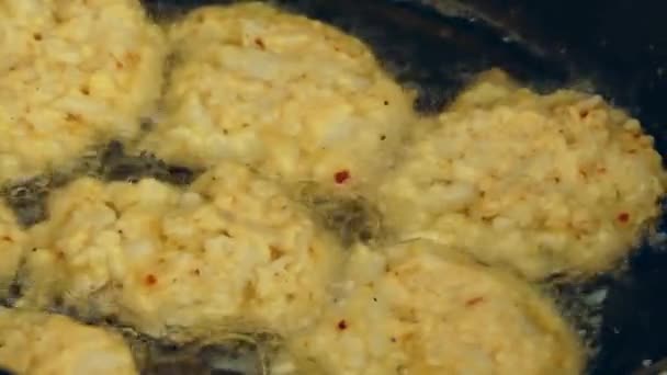 Kalafior Smażony Bliska Gotowany Kalafior Patelni Pieczone Kalafiory — Wideo stockowe