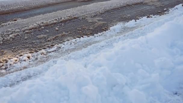 Snowing Road Ice Holded Pojazdy Przyjdź Pytania Ruch Zima Problemy — Wideo stockowe