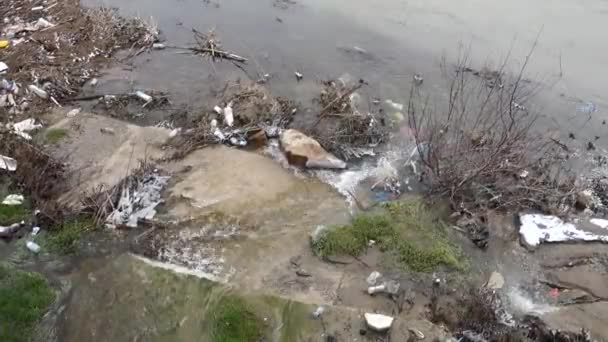 Förorening Naturliga Floder Människor Floder Som Förorenats Kommunalt Avfall — Stockvideo