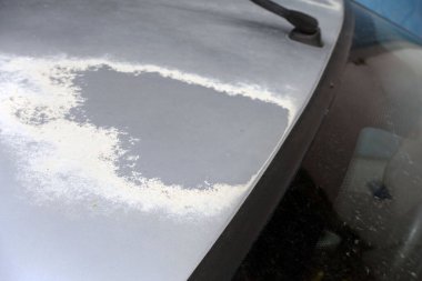 Arabanın vücudunda güneş yanıkları, arabanın boyası güneşten yanıyor.,